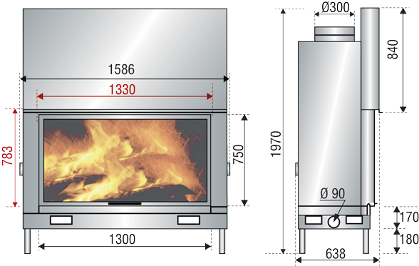 design fireplaces AXIS scheme F1600