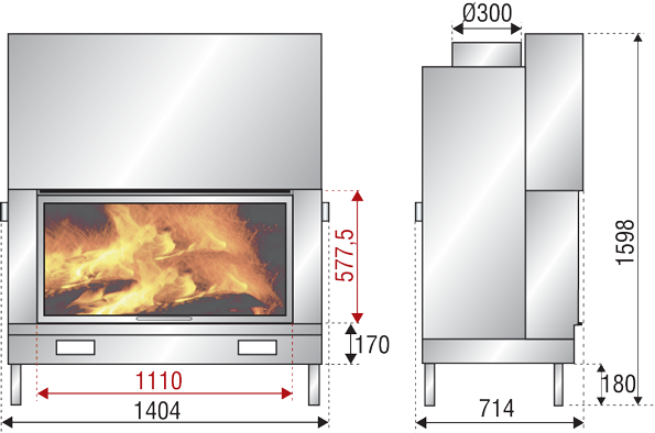 design fireplaces AXIS scheme H1400