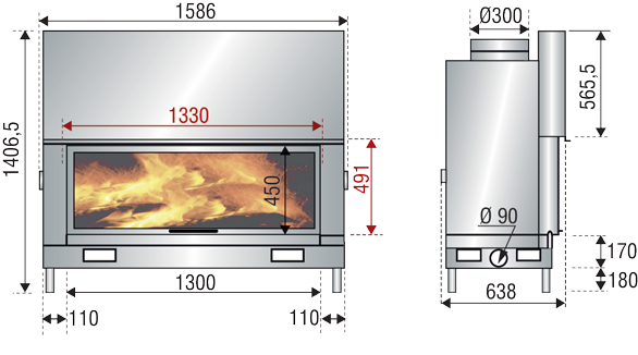 design fireplaces AXIS scheme H1600