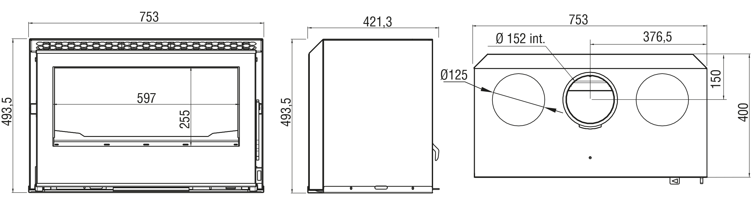 Esquema de AXIS Diseño chimeneas INSERT 650